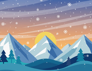 Fototapeta premium winter landscape vector illustration