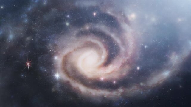 A beautiful spiral galaxy in the vast universe with stars and cosmic dust.