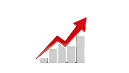 Red Arrow Graph Moving Up on transparent background