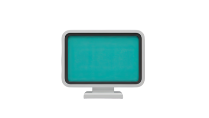 Retro computer monitor with a green screen on transparent background