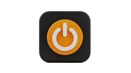 3D Power Button Icon 3D Render on transparent background