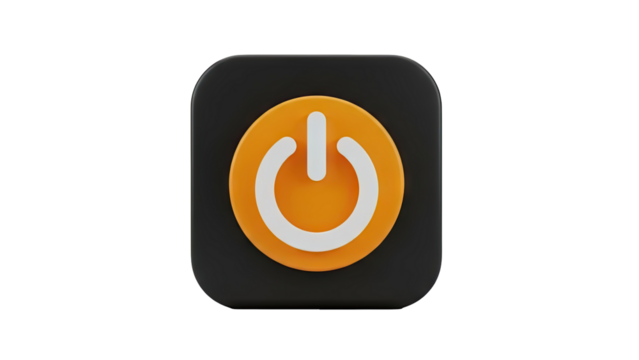 3D Power Button Icon 3D Render on transparent background - Powered by Adobe