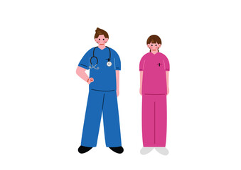 医者と看護師のイラストセット