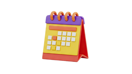 3D Calendar Icon on transparent background