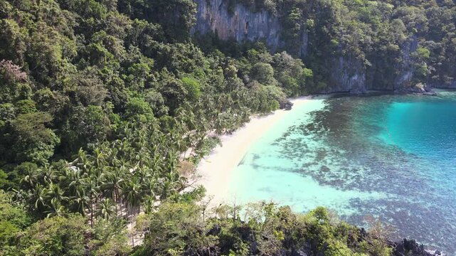 The aerial view of Seven Commandos Beach in the Philippines