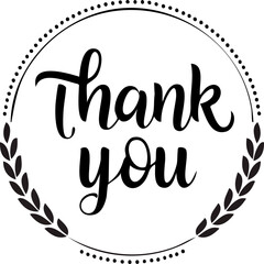 Fototapeta premium Vector typography text only reading THANK YOU, clean clear lettering, centered text