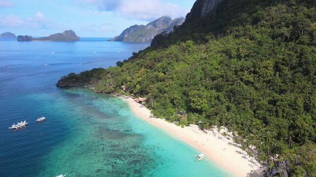 The aerial view of Seven Commandos Beach in the Philippines