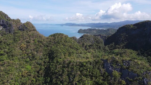 The aerial view of Seven Commandos Beach in the Philippines