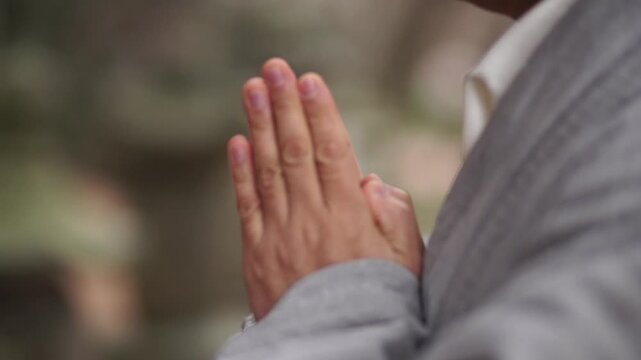 Buddhist Prayer Gesture of Joined Hands - 한국 불교 사찰과 부도전에서 스님의 경건한 합장 자세