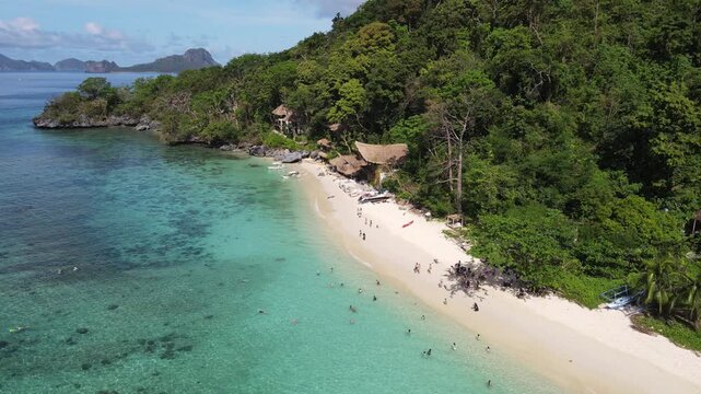 The aerial view of Seven Commandos Beach in the Philippines
