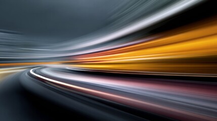Speeding Through Abstract Digital Highway at Night.