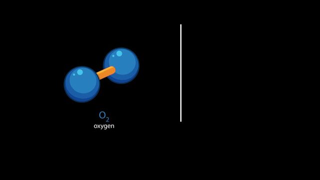 Oxygen Molecule Structure Animation with Atom Separation Sequence