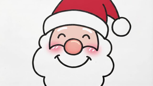 Joyful Santa Claus Face Illustration with Pink Hat and Red Hat Variations on White Background