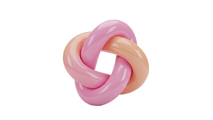 3D Interlocking Rings Abstract Shape on transparent background