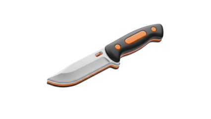 Modern Utility Knife with Orange and Black Handle on transparent background