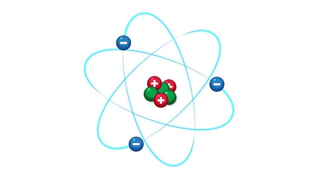 Rotating Atomic Model with Orbiting Electrons Animation Sequence