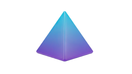 3D Pyramid Geometric Shape with Blue Purple Gradient on transparent background