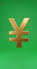 Obraz premium Elevated yen symbol in golden hue against lush green background financial prosperity