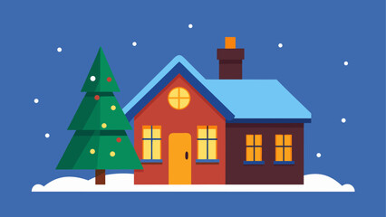 Fototapeta premium Cozy winter home with christmas tree