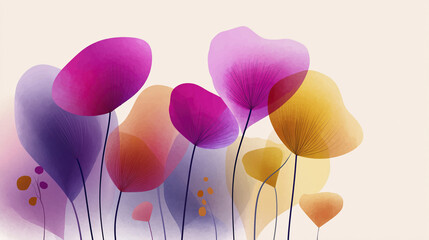 Vibrant Abstract Translucent Flowers Blooming in a Serene Field
