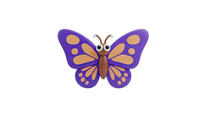 Obraz premium Cute Cartoon Butterfly with Purple and Orange Wings on transparent background
