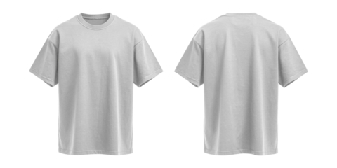 High quality t-shirt mockup showing front and back views. Realistic fabric texture and clean design, isolated on transparent background. Ideal for apparel branding, logo presentation, print design