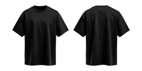 High quality t-shirt mockup showing front and back views. Realistic fabric texture and clean design, isolated on transparent background. Ideal for apparel branding, logo presentation, print design