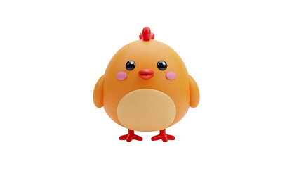 Cute cartoon chick 3d render transparent background