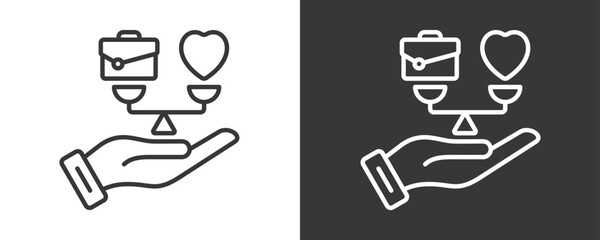 Work Life Balance Icon Set Vector Collection Isolated In Black And White