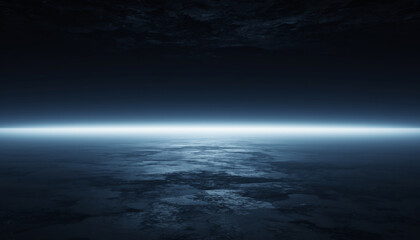 Fototapeta premium Earth Horizon From Space With Glowing Atmosphere Rim.