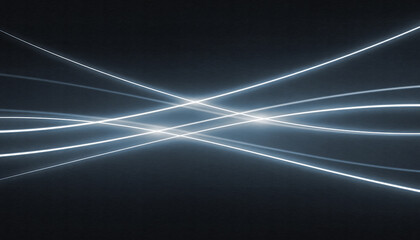 Futuristic Crossed Light Streams in a Dark Studio.
