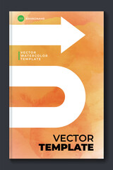 Watercolor orange  A4 booklet colorful cover layout template with arrows