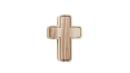 Obraz premium 3D Wooden Christian Cross on transparent background
