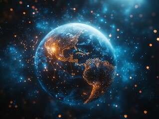 Global Network  Digital World  Earth Connection  Technology Background
