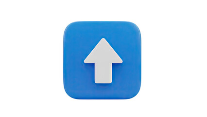 Blue rounded square with white upward arrow icon on transparent background