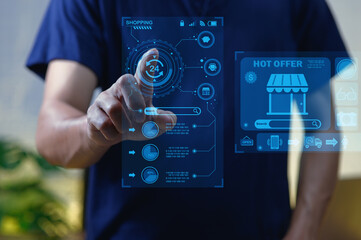 Fototapeta premium Interactive Shopping HUD Interface with Touch Screen Technology