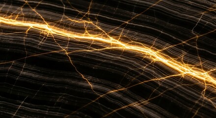 Abstract golden energy flow over dark textured surface graphic design