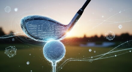 High-tech golf simulation with digital enhancements for sports technology promotion
