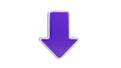 3D Purple arrow pointing down on transparent background