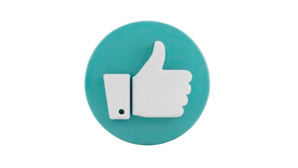 3D Thumbs Up Icon on transparent background