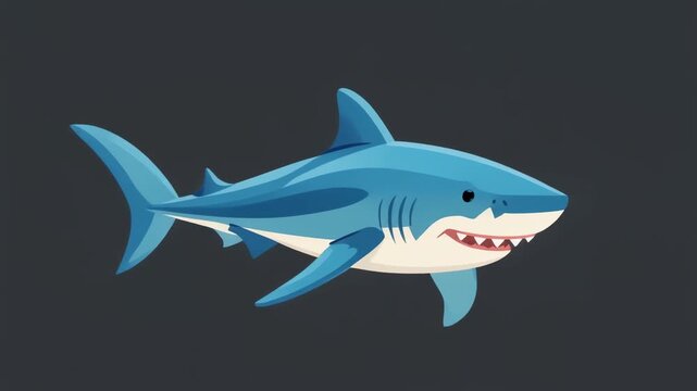 A cartoon illustration of a blue shark with sharp teeth.