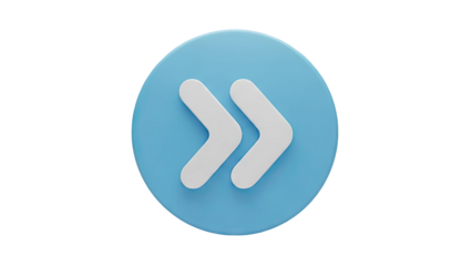 Blue Circle with Double White Arrows Icon on transparent background