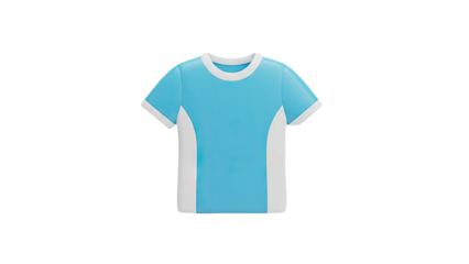 Blue and white short sleeve t-shirt on transparent background