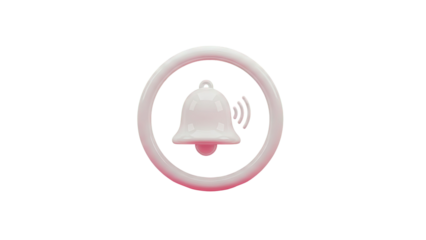 Notification Bell Icon 3D Render on transparent background