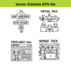 vector editable eps file with four different thick line style illustrations