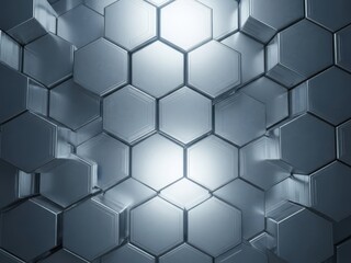 Naklejka premium Closeup view of a reflective metallic honeycomb pattern with light reflections creating a 3d effect