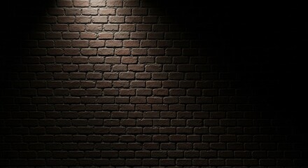 Moody illuminated brick wall texture casting dramatic shadows, emphasizing architectural texture
