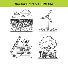  vector editable eps file with eco friendly icons and symbols for sustainable living