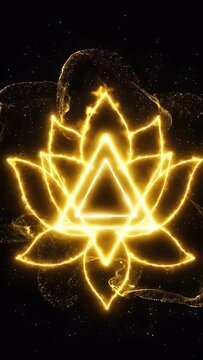 Golden Glowing Manipura Chakra Symbol Lotus Flower Animation