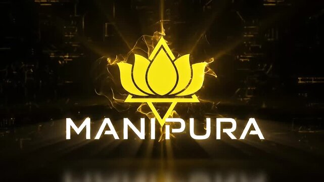 Glowing Yellow Manipura Chakra Symbol Animation Title Reveal